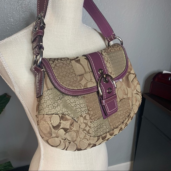 COACH purple patchwork shoulder bag - Picture 3 of 12